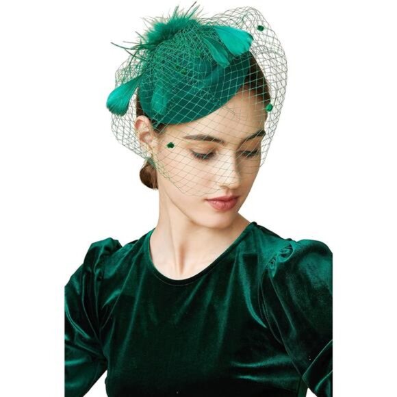 Accessories - Hat Veil Feather Fascinators Hair Clip Green